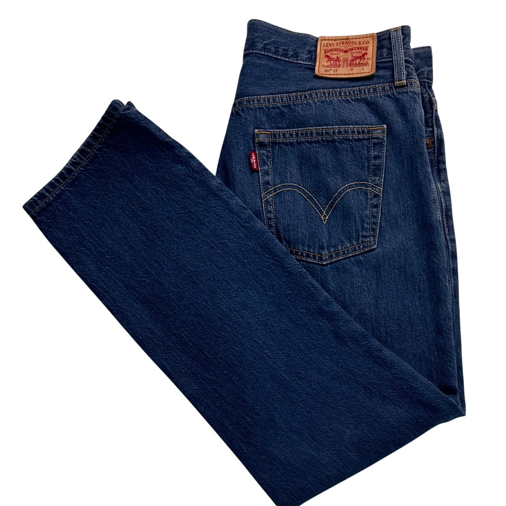 Levis 501 CT Custom Tapered Jeans Medium Wash Blue Denim Button Fly Women 31x29